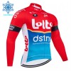 Wielershirt 2024 Lotto Dstny Lange Mouw Winter Thermal Fleece Rood